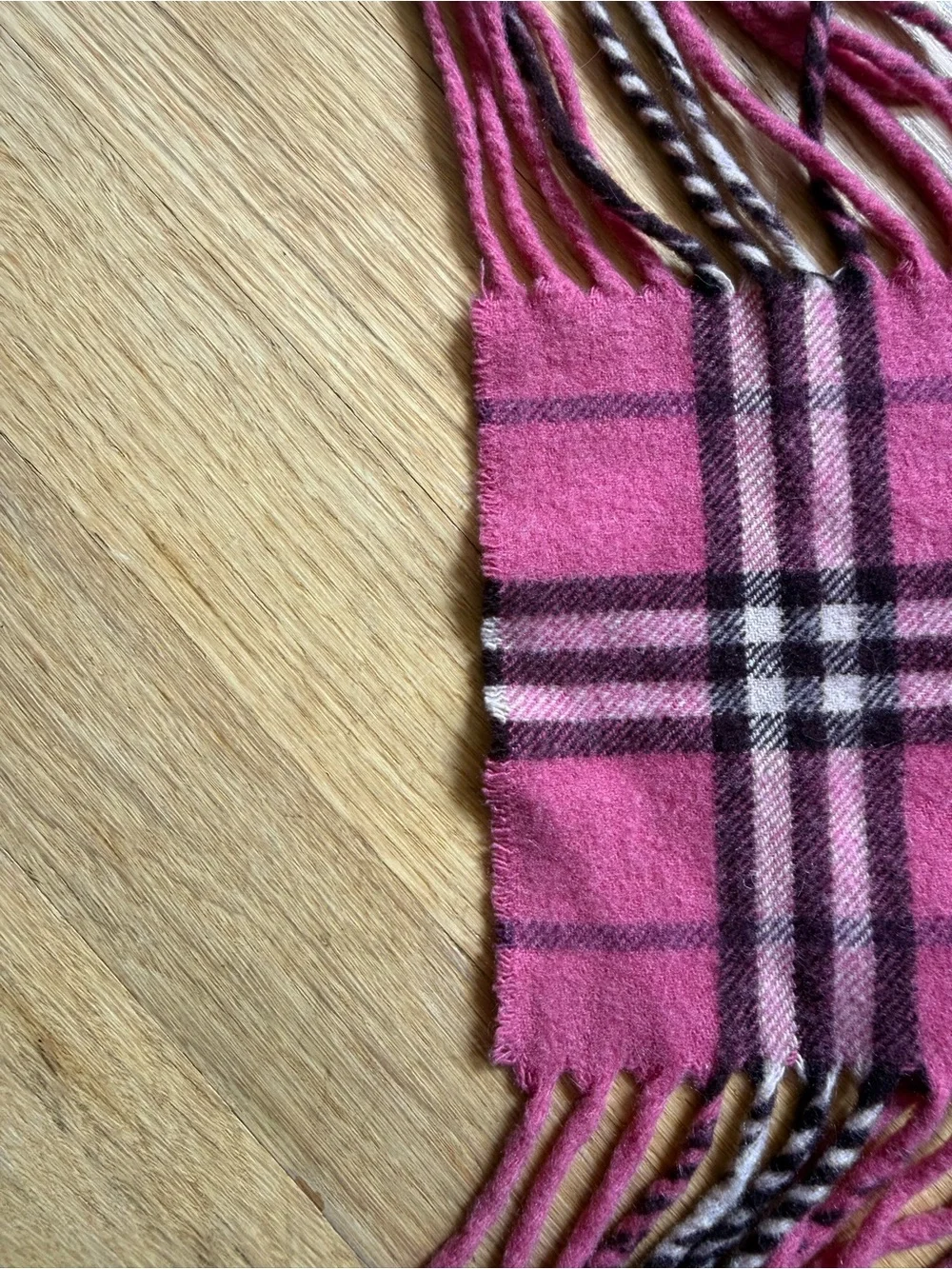 Burberry Cashmere Pink Plaid Scarf